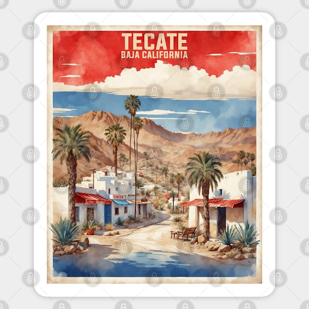 Tecate Baja California Mexico Vintage Tourism Travel Sticker by TravelersGems